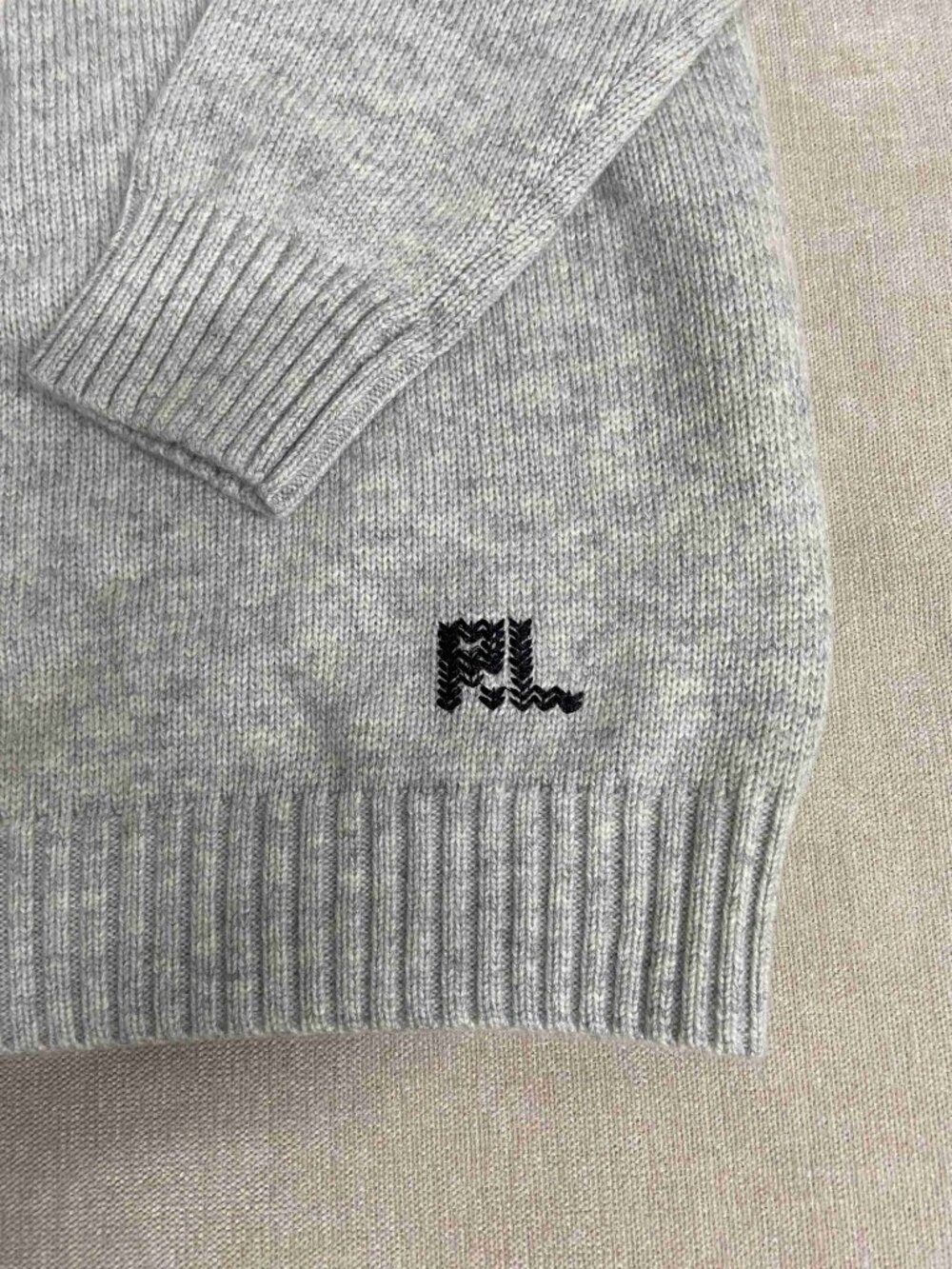 Polo Ralph Lauren Cowgirl Bear Patch Grey Crewneck Wool Blend Sweater - Picture 5 of 7